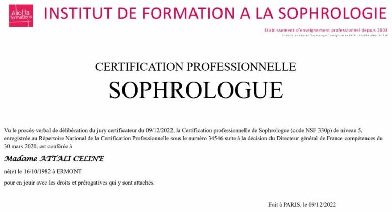 certification professionnelle sophrologue